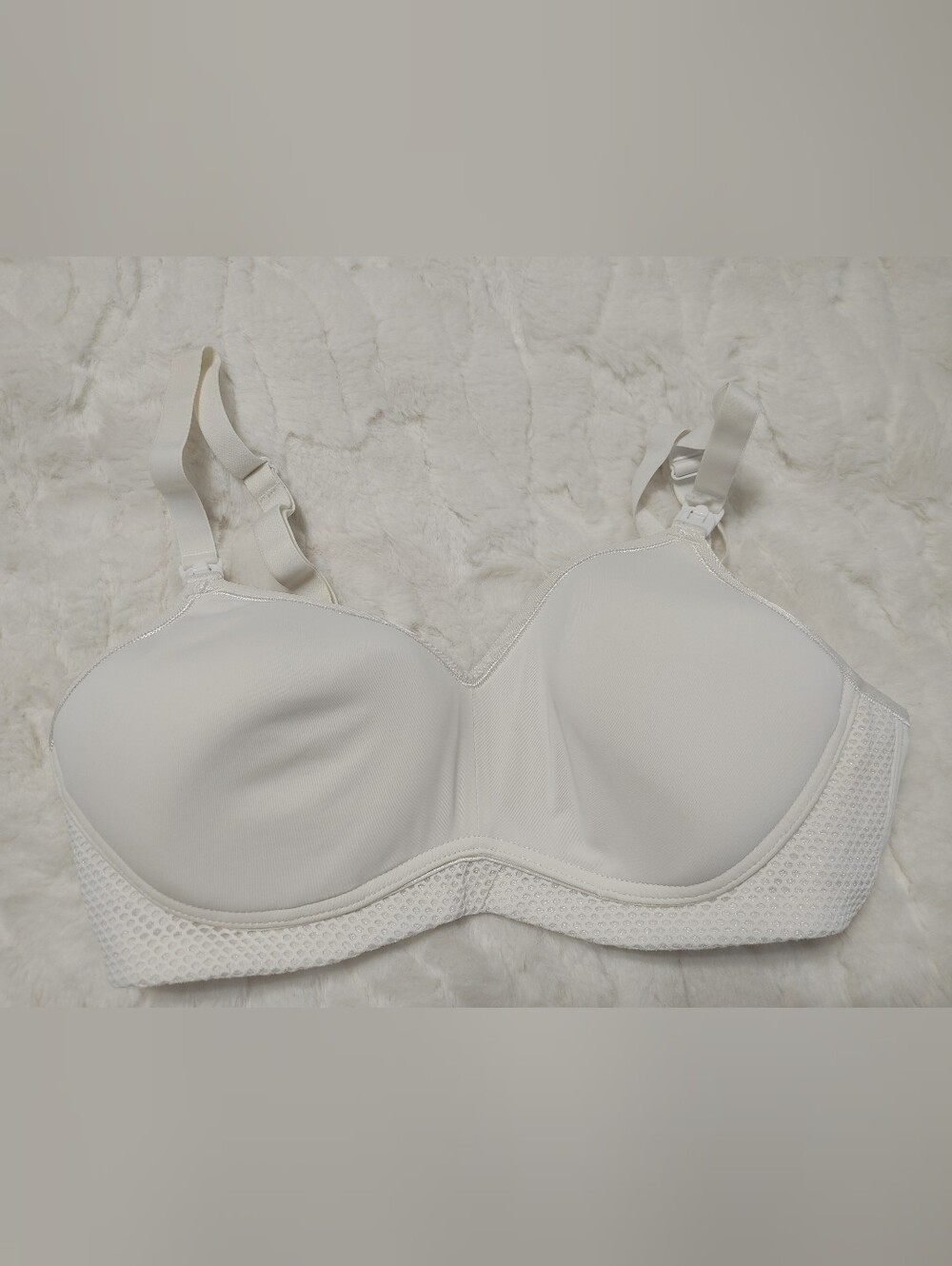 White Seamless Support Nursing Bra with Mesh Underband 34C